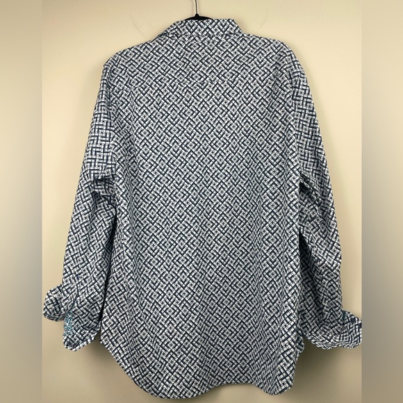 ROBERT GRAHAM Hatfield Geometric Print Button Down shirt Untucked size XL LIGHT - Picture 9 of 11